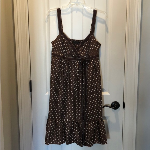 BCBGMaxAzria Dresses & Skirts - Chocolate brown silk dress with tan polka dots